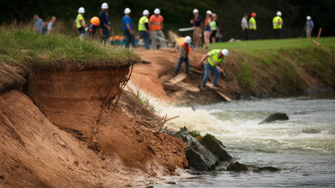 riverbank collapse iford playing fields
